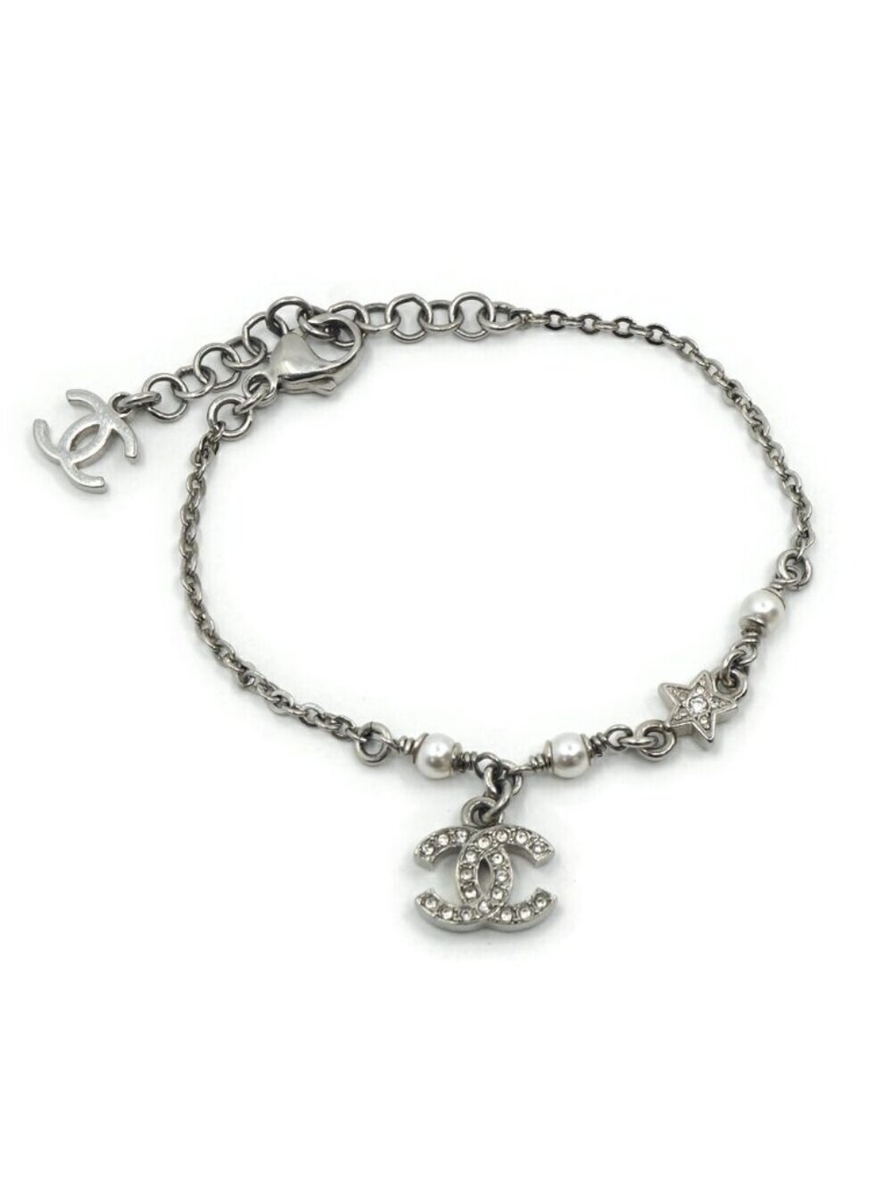 Chanel 26c Metal Bracelet Pearl Silver CC Logo